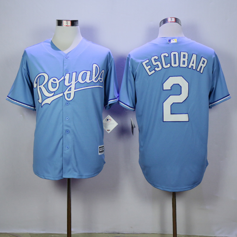 Men Kansas City Royals 2 Eacobar Light Blue Game MLB Jerseys